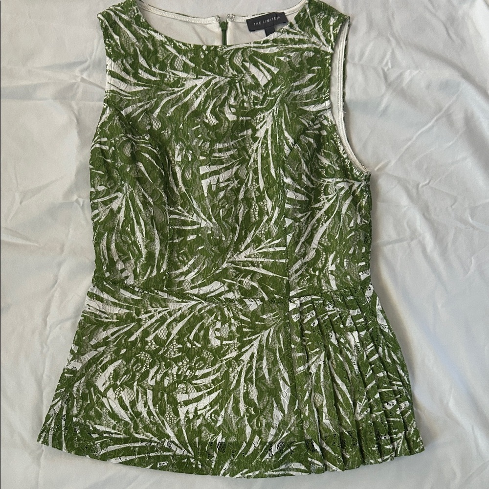 The Limited Green and White Leaf Print Blouse size XS